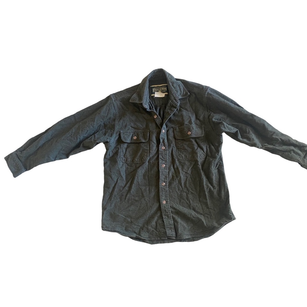 Field & Stream | Mens Olive Green Thick Flannel Button up Shirt Size Medium